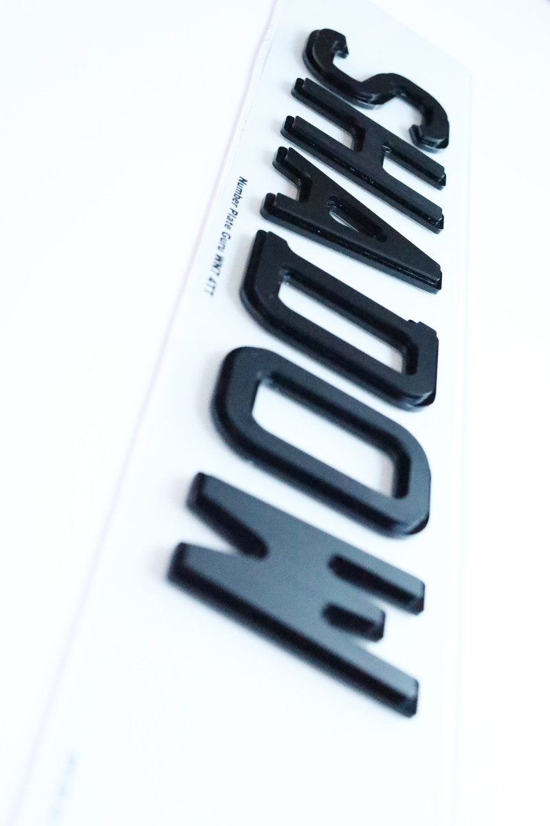 Personalised staggered number plates with custom designs for UK cars