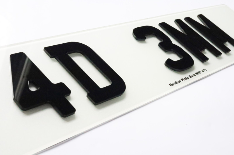 Custom 4D acrylic laser cut number plates in the UK with high-quality design